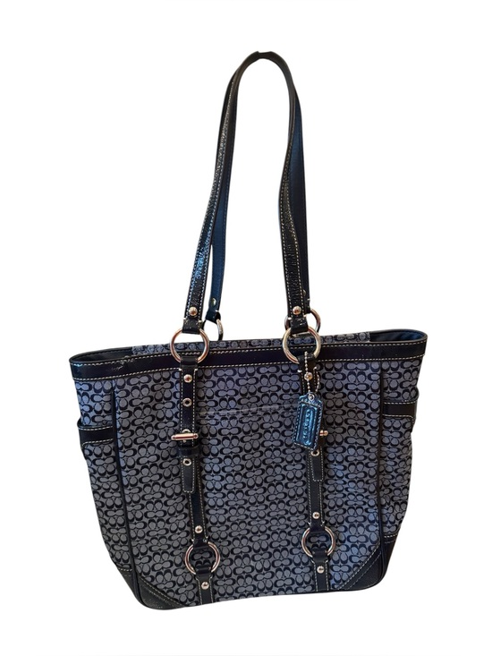 Coach Handbags - Coach Gallery Tote Signature Navy/Light Blue jacquard fabric with patent leather